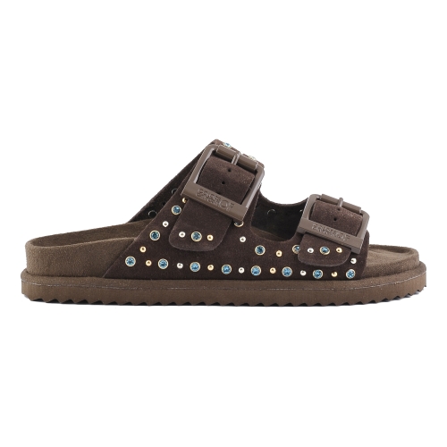 COLORS OF CALIFORNIA CIABATTA STRASS IN PELLE SCAMOSCIATA MOKA HC.BIOW05N