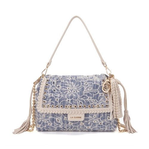 LA CARRIE BAG BORSA A SPALLA TESSUTO JEANS RICAMATO 161M-WS-460-CAS