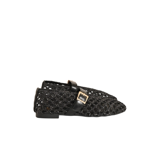 GOLD&amp;GOLD BALLERINA ECOPELLE INTRECCIATA NERO FL282