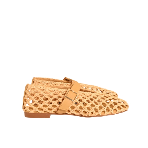 GOLD&amp;GOLD BALLERINA ECOPELLE INTRECCIATA BEIGE FL282