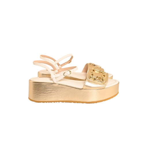 LIU JO SANDALO CON PLATFORM LAMINATO PELLE ORO SA6137PX026S1052