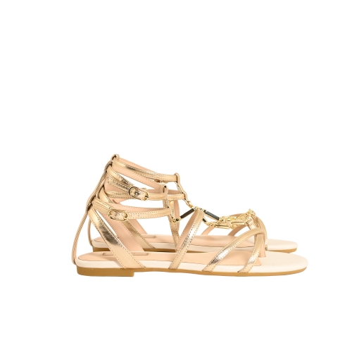 LIU JO SANDALO INFRADITO FLAT ECOPELLE LAMINATO ORO SA6123EX02904178