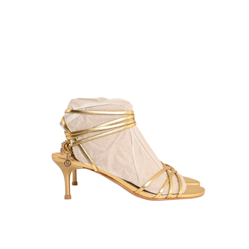 GUESS SANDALO CON TACCO ECOPELLE ORO FLJGAELEL03