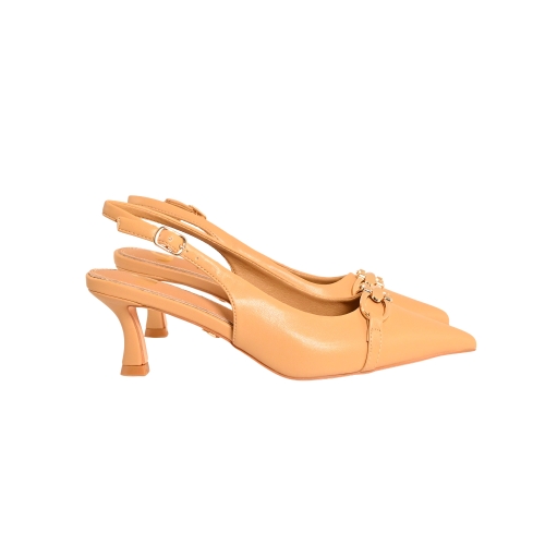 GOLD&amp;GOLD SLINGBACK CON ACCESSORIO ECOPELLE CUOIO GV152