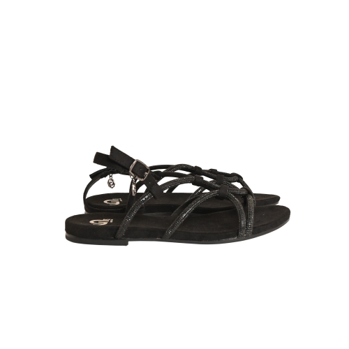 GOLD&amp;GOLD SANDALO BASSO STRASS TESSUTO NERO GK232