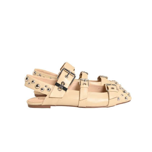 LIU JO BALLERINA CON BORCHIE PELLE BEIGE SA6041PX650S1856