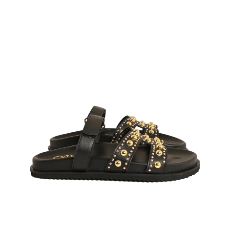 STUDIO MODE CIABATTA BORCHIE PELLE NERO 7394