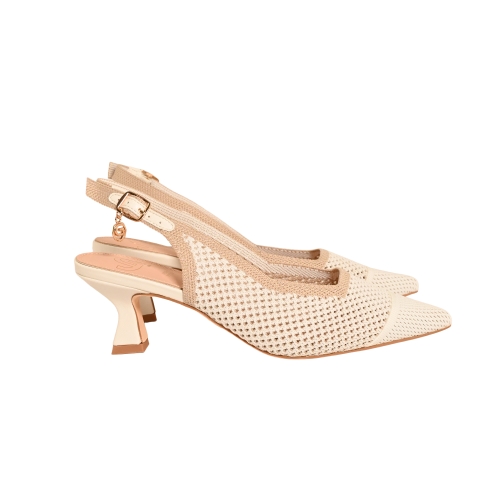 GOLD&amp;GOLD SLINGBACK TESSUTO BIANCO GK229