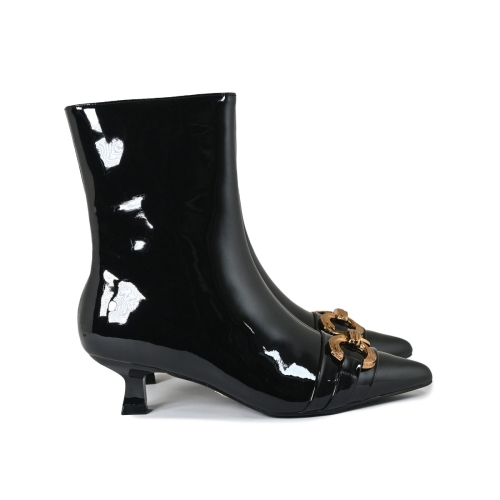 GOLD&amp;GOLD STIVALETTO CON ACCESSORIO VERNICE NERO GY339