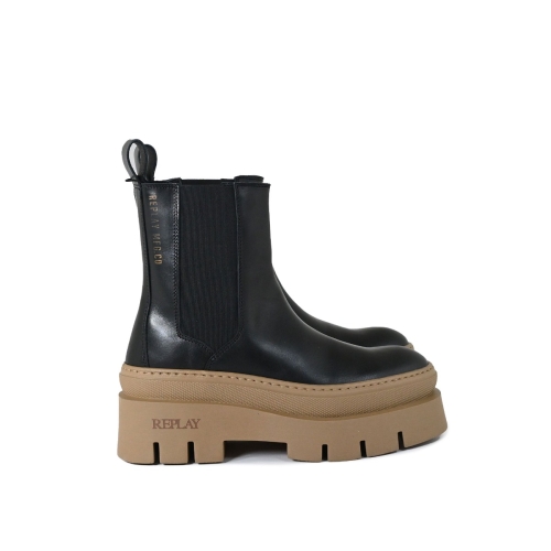 REPLAY STIVALETTI CHELSEA PELLE NERO RL820002L