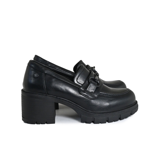 GOLD&amp;GOLD MOCASSINO CON TACCO ECOPELLE NERO GW368