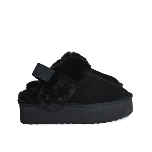 COLORS OF CALIFORNIA SABOT PLATFORM PELLE SCAMOSCIATA NERO YWPLA07