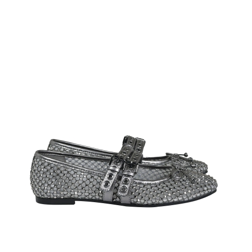 GUESS BALLERINA BORCHIE TESSUTO ARGENTO FLJKNNFAB02