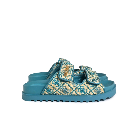 GUESS CIABATTA 4G LOGO TESSUTO AZZURRO FLJFZZFAB19