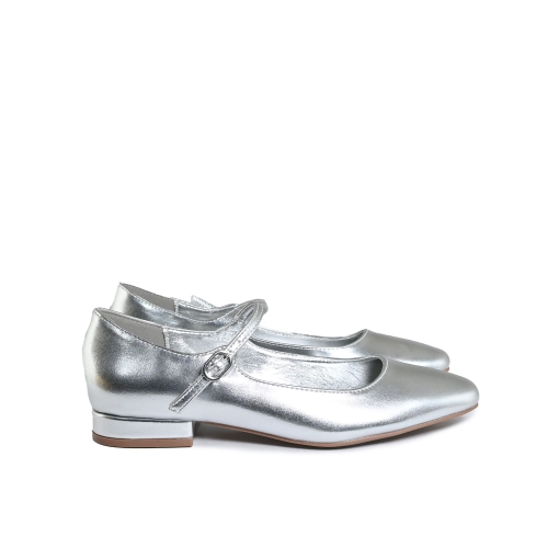 KEYS BALLERINA LAMINATA CON CINTURINO ECOPELLE ARGENTO 10720