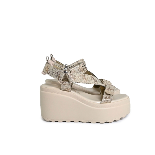 GUESS SANDALO 4G LOGO TESSUTO ORO FLJOCILEL03