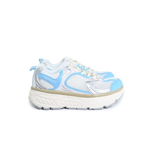 TWINSET SNEAKERS RUNNING FESSURA TESSUTO CELESTE/BIANCO 251TCP030