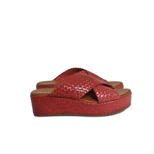 VUEVA CIABATTA CON ZEPPA INTRECCIATA PELLE ROSSO 312R07-M1