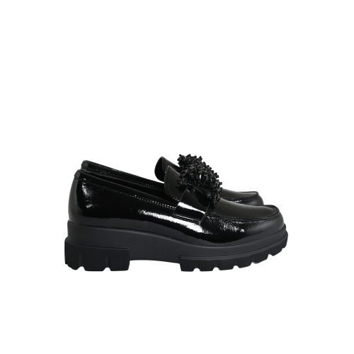 GOLD&amp;GOLD MOCASSINO CON ACCESSORIO VERNICE NERO GB991
