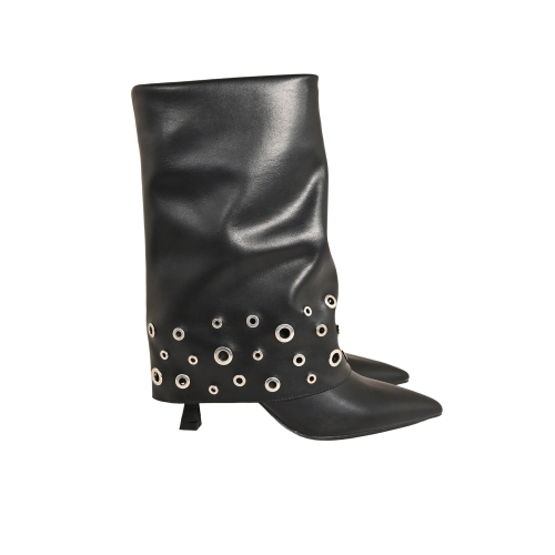 GOLD&amp;GOLD STIVALETTO CON TACCO ECOPELLE NERO GV111
