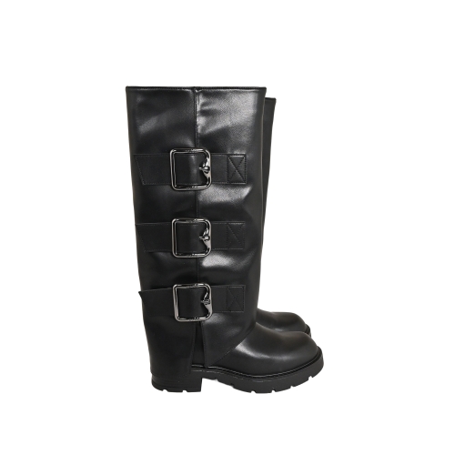 GOLD&amp;GOLD BIKER CON FIBBIE ECOPELLE NERO GR559