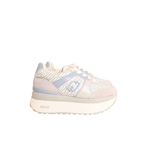 LIU JO SNEAKERS SUPER PLATFORM MONOGRAM SUEDE AZZURRO BA6019PX823S3972