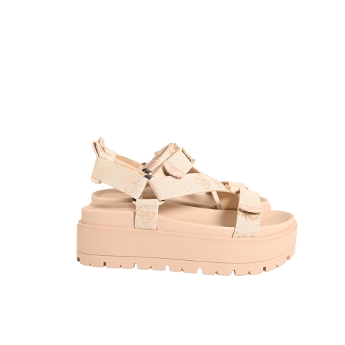 GUESS SANDALO CON LOGO TESSUTO CREMA FLJFTTFAL03