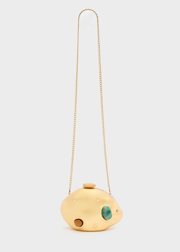 NALI BORSA CLUTCH RIGIDA CON PIETRE METALLO ORO LYPC0053