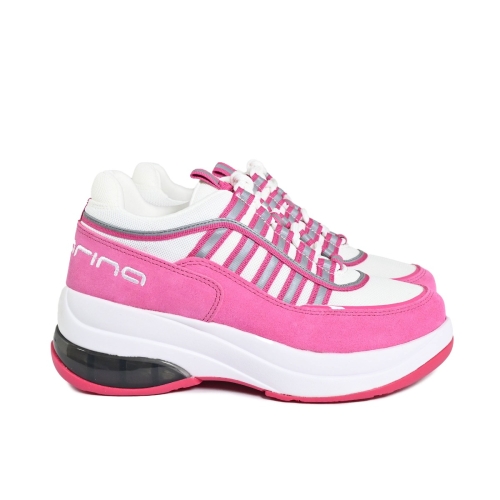 FORNARINA SNEAKER PELLE BIANCO/FUXIA UP-41